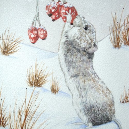 cute mouse snow scene wildlife ceramic tile