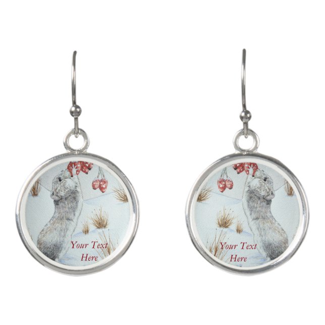 cute mouse snow scene wildlife earrings (Front)