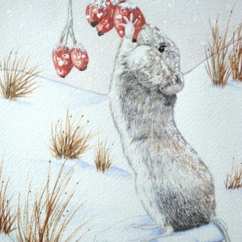 Cute mouse snow scene wildlife for chrismas jigsaw puzzle