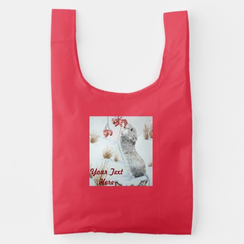 cute mouse snow scene wildlife reusable bag