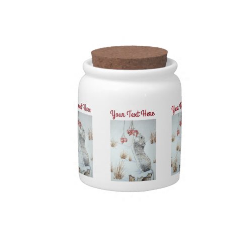 cute mouse snow scene winter wildlife candy jar