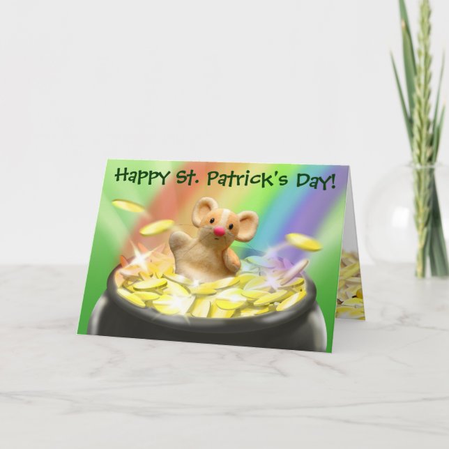 Cute Mouse St. Patrick's Day Card (Front)