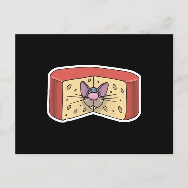 cute mouse stuck in cheese postcard (Front)