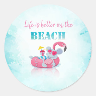 Cute Mouse  Stylish Beach    Classic Round Sticker