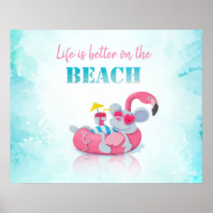 Cute Mouse Stylish Beach Poster