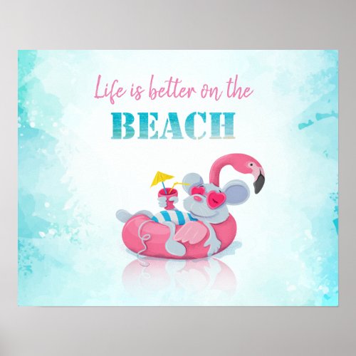 Cute Mouse  Stylish Beach Poster