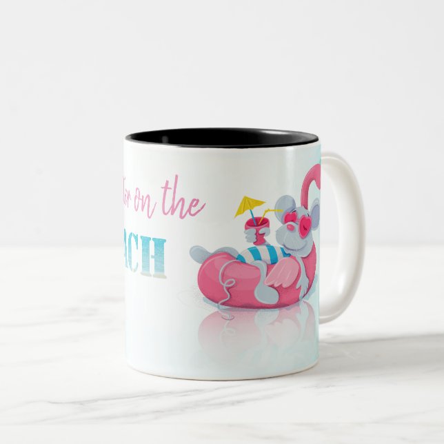 Cute Mouse  Stylish Beach   Two-Tone Coffee Mug (Front Right)