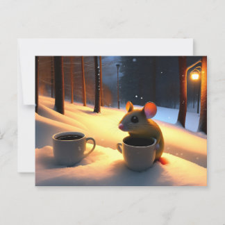 Cute Mouse warming up with Coffee Postcard