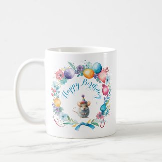 Cute Mouse Wearing a Party Hat Sticker