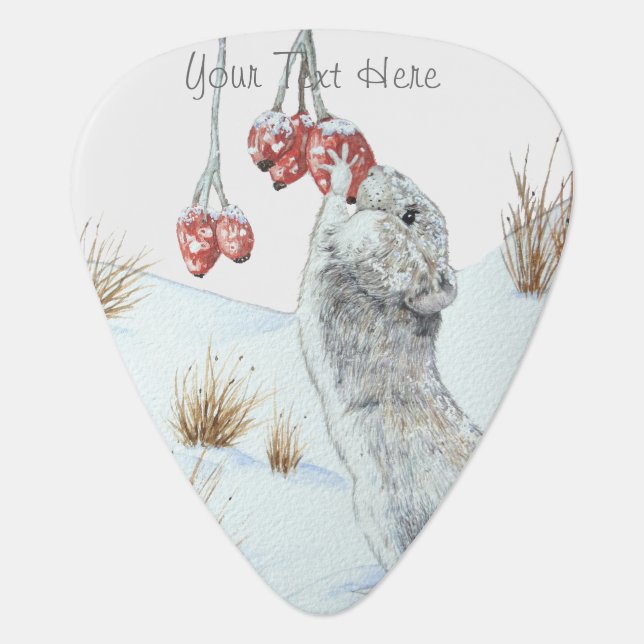 cute mouse winter wildlife snow scene guitar pick (Front)