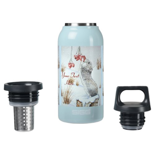 cute mouse winter wildlife snow scene insulated water bottle