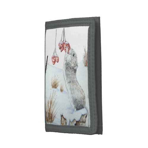 cute mouse winter wildlife snow scene trifold wallet