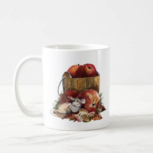 Cute Mouse with a Bucket of Apples Coffee Mug