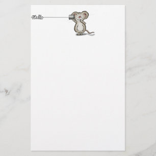 Cute Mouse with a can phone by Send2Smiles Stationery