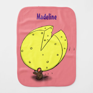 Cute mouse with cheese cartoon illustration baby burp cloth