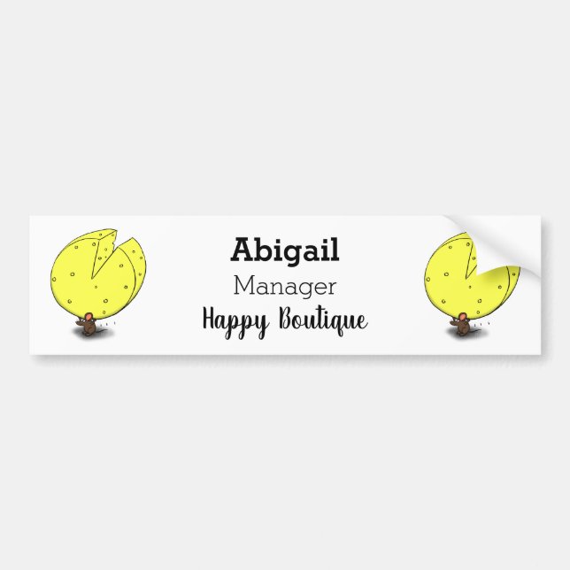 Cute mouse with cheese cartoon illustration  bumper sticker (Front)