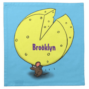 Cute mouse with cheese cartoon illustration cloth napkin