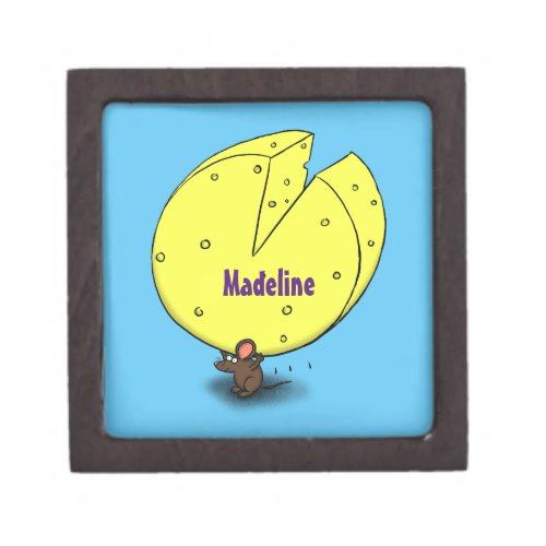 Cute mouse with cheese cartoon illustration gift box