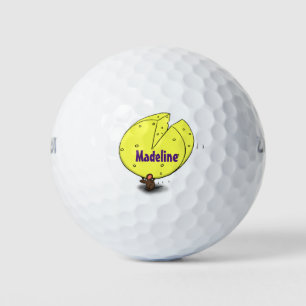Cute mouse with cheese cartoon illustration golf balls