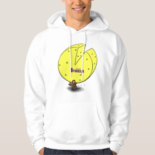 Cute mouse with cheese cartoon illustration hoodie