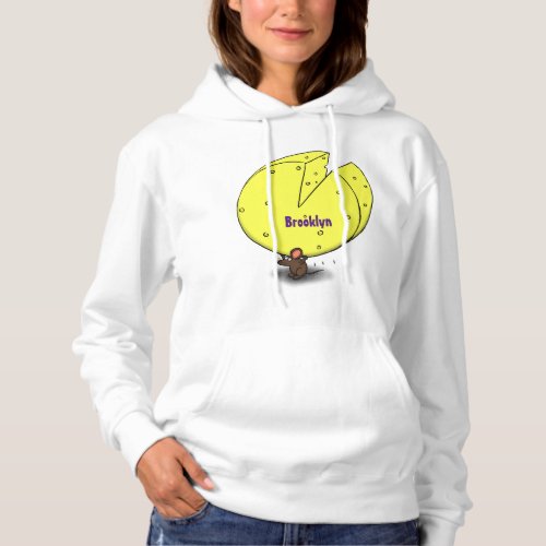 Cute mouse with cheese cartoon illustration hoodie