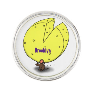 Cute mouse with cheese cartoon illustration lapel pin
