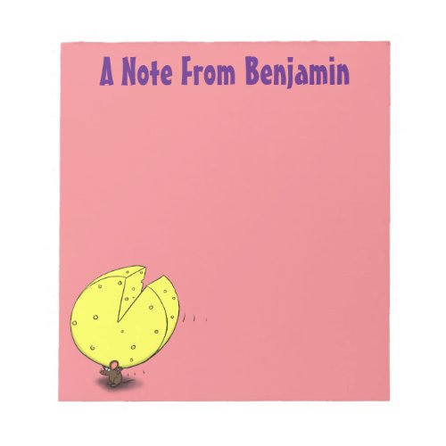 Cute mouse with cheese cartoon illustration notepad