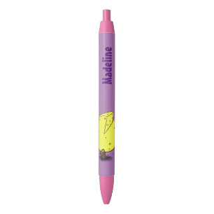 Cute mouse with cheese cartoon illustration pen