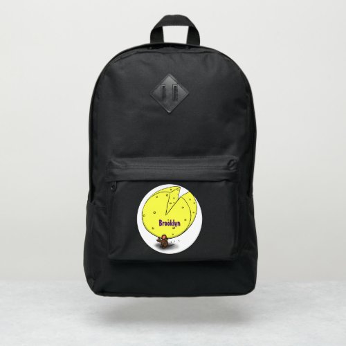 Cute mouse with cheese cartoon illustration port authority backpack
