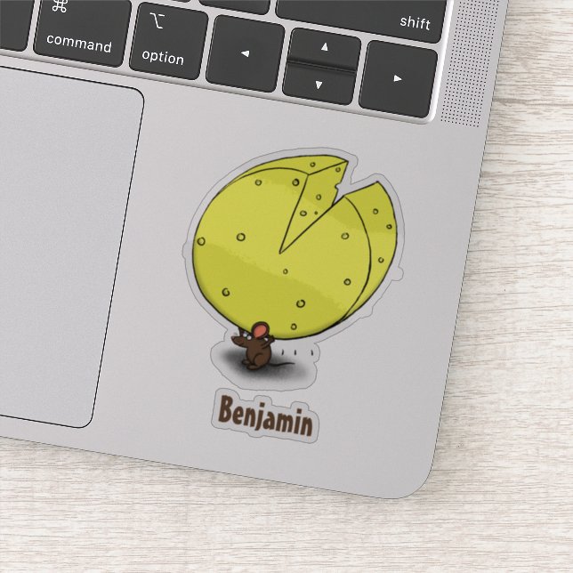 Cute mouse with cheese cartoon illustration sticker (Detail)