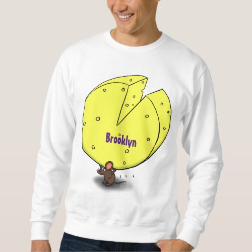 Cute mouse with cheese cartoon illustration sweatshirt