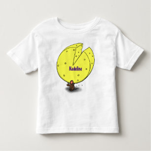 Cute mouse with cheese cartoon illustration toddler t-shirt