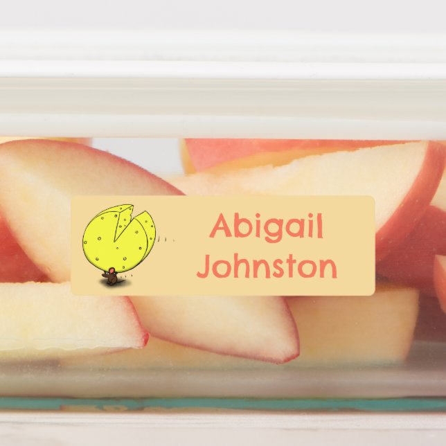 Cute mouse with cheese cartoon personalized labels (Affixed)