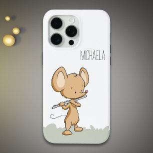 Cute Mouse with Flute Music iPhone 15 Pro Max Case