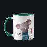 Cute Mouse With Gift Personalized Name Mug<br><div class="desc">Cute Mouse With Gift Personalized Name Coffee Tea Mug features a cute watercolor mouse holding a gift with his tail and personalized with your custom name in modern script. Perfect gifts for Christmas,  birthday,  Mother's Day,  Valentine's Day or even your best friend. Designed by ©Evco Studio www.zazzle.com/store/evcostudio</div>