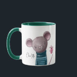 Cute Mouse With Gift Personalized Name Mug<br><div class="desc">Cute Mouse With Gift Personalized Name Coffee Tea Mug features a cute watercolor mouse holding a gift with his tail and personalized with your custom name in modern script. Perfect gifts for Christmas,  birthday,  Mother's Day,  Valentine's Day or even your best friend. Designed by ©Evco Studio www.zazzle.com/store/evcostudio</div>
