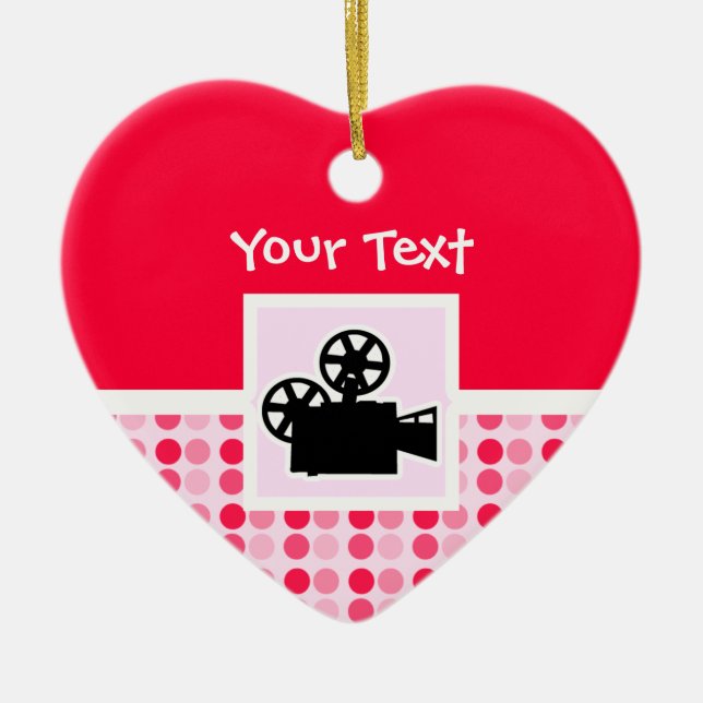 Cute Movie Camera Ceramic Ornament (Front)