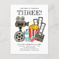 Cute Movie Night Cinema Watch Party Kids Birthday