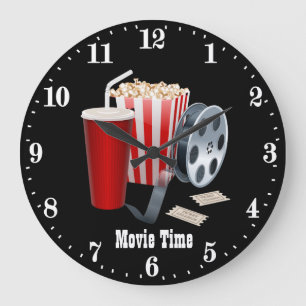 cute movie popcorn add name theater large clock