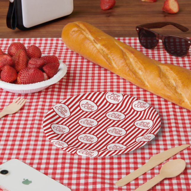 cute movie popcorn pattern party paper plates (Picnic)