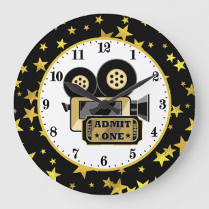 cute movie theater lovers large clock