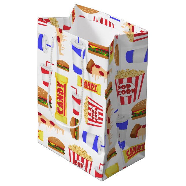 Cute Movie Theater party tiled Medium Gift Bag (Front Angled)