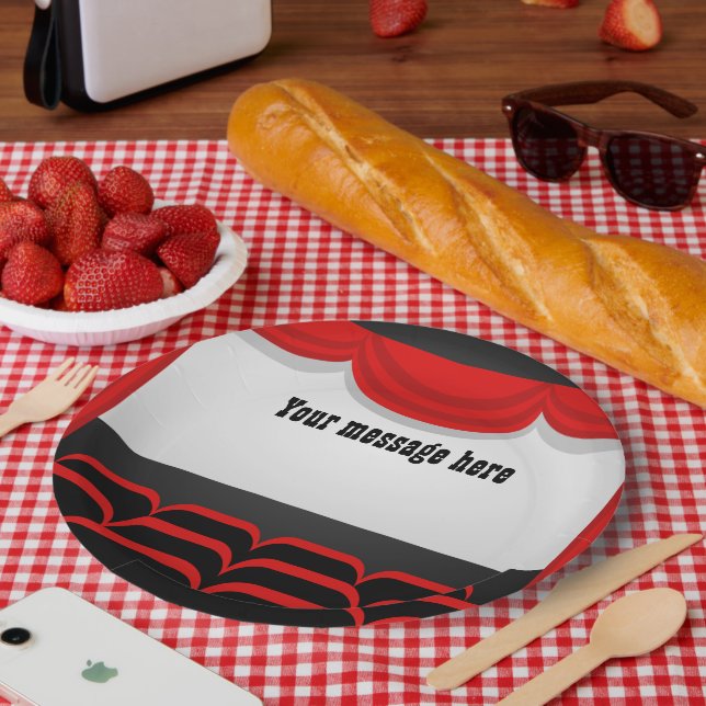 Cute Movie Theater themed add message party Paper Plates (Picnic)