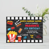 Cute movie ticket birthday invitation (Standing Front)