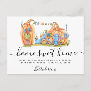 Cute Moving Announcement Pumpkin House Postcard