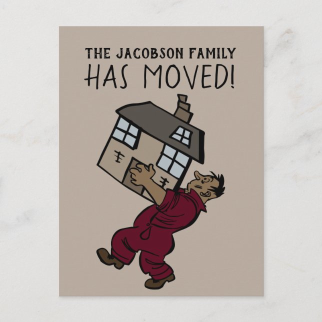 Cute Moving Man New Address Announcement Postcard (Front)