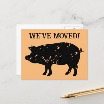 Cute Moving Postcards With Pig Silhouette by cookinggifts at Zazzle