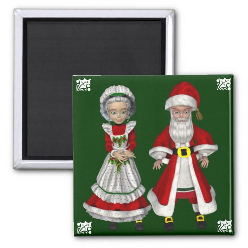 Cute Mr and Mrs Claus Christmas Magnet