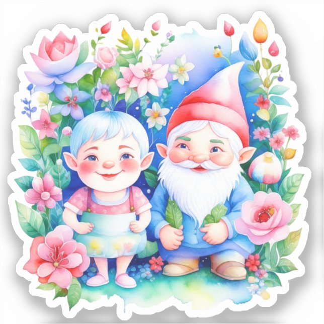 Cute Mr and Mrs Clause Christmas Sticker (Front)