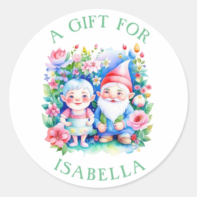 Cute Mr and Mrs Clause Personalized Christmas Classic Round Sticker (Front)